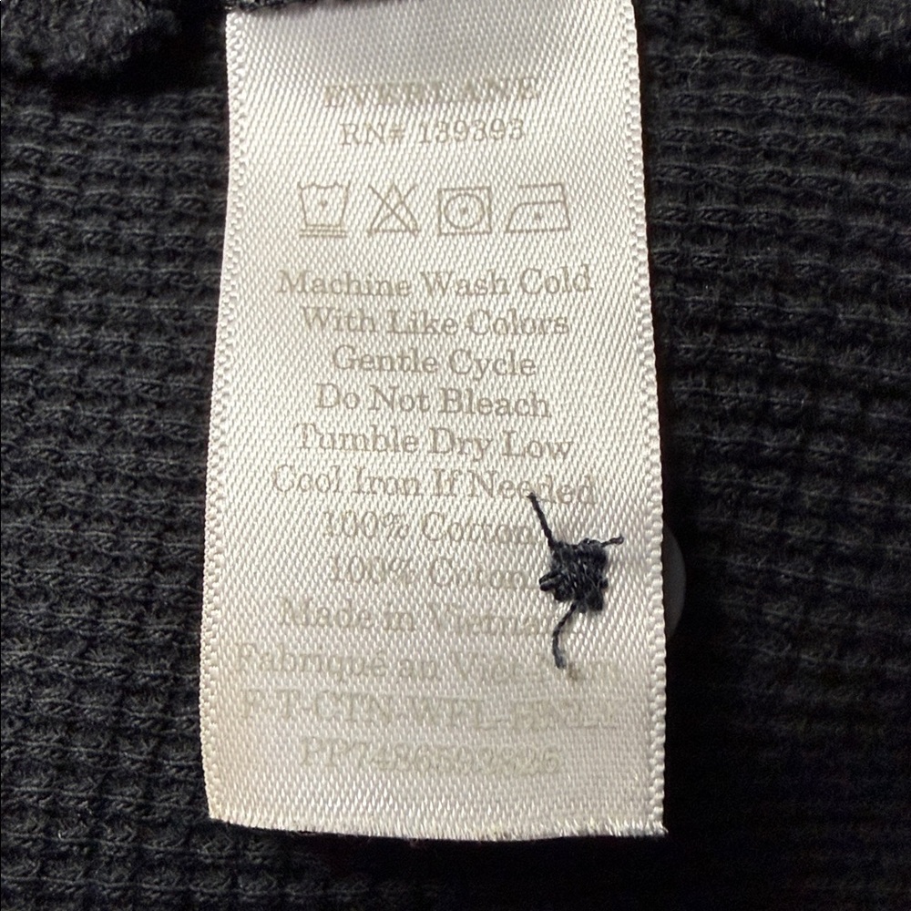 EVERLANE TOP TEE LONG SLEEVE BLACK WAFFLE KNIT COTTON BOXY SIZE S CROPPED (mens) - Picture 10 of 10